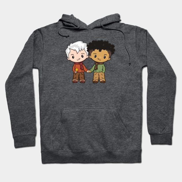 Cute LGBTQ Gay Bi Racial And Gray Hair Fun Gay-Bee Male Couple Hoodie by egcreations